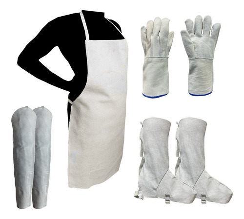 Kit De Seguridad Para Soldador (mandil,guante,manga,polaina)