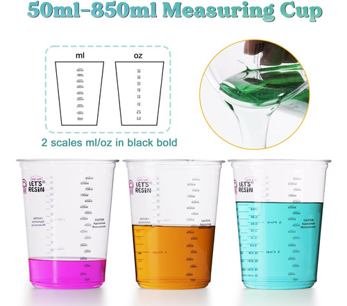 Vasos Mezclar Resina, 50 Piezas 32oz(1000ml) 2 Escalas ...