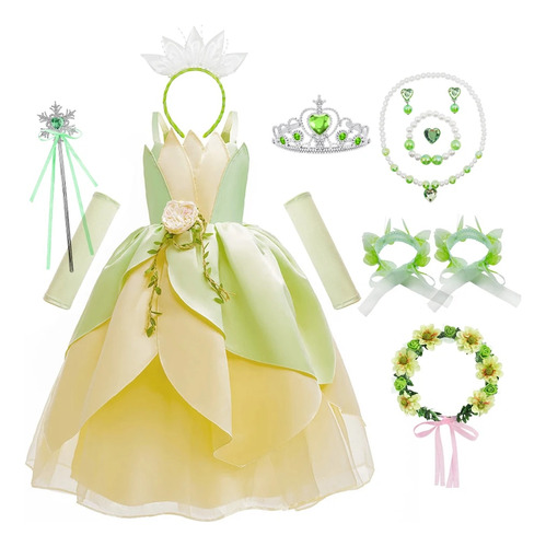 Vestido De Princesa Tiana Con Forma De Rana Para Niñas  Cosp