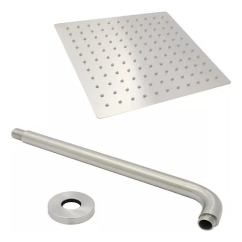 Regadera Ducha Ultra Plana Cuadrada Acero Inox Con Tubo 40cm