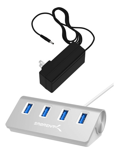 Sabrent Hub Usb 3.0 Aluminio 4 Puerto Premium Adaptador 5 V