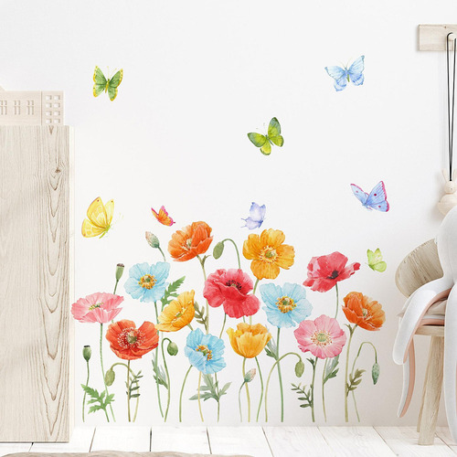 / 2 Piezas Flores Mariposas Calcomanías De Pared Pegatinas