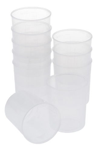 Imagen 3 de 11 de 10 Vasos Medidores De Plástico, Tazas Graduadas De 100 Ml P