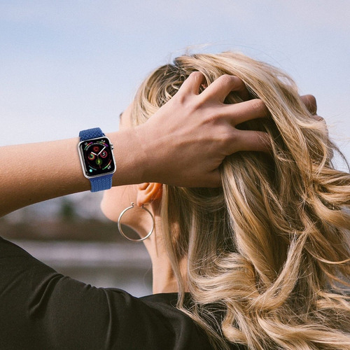 Correa Para Iwatch 42/44/45/49mm Smarttech Tejida Ajustable Azul