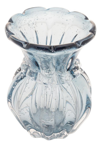 Vaso Wolff Italy De Vidro Azul 7,5cm X 12cm Liso