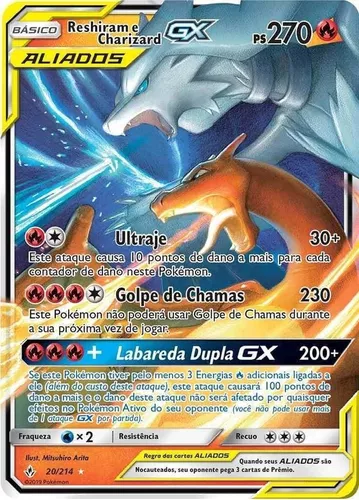 Carta Pokemon Reshiram E Charizard Gx Aliados Original