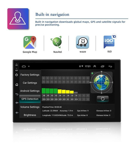 Auto Radio Android Full Touch Hd Wifi Gps Bt 2gb Ram