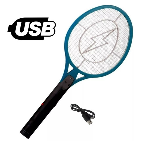 Raqueta Paleta Mata Mosca Mosquito Recargable Usb Full