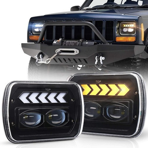 1 Par 5x7 6x7 H4 Led Faros Flecha Ámbar Jeep Cherokee Yj Xj