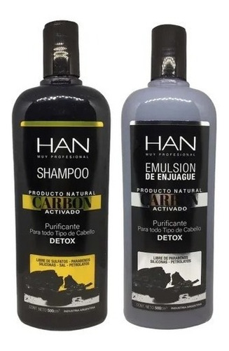 Kit Han Shampoo Acondicionador Carbon Purificante Detox 500