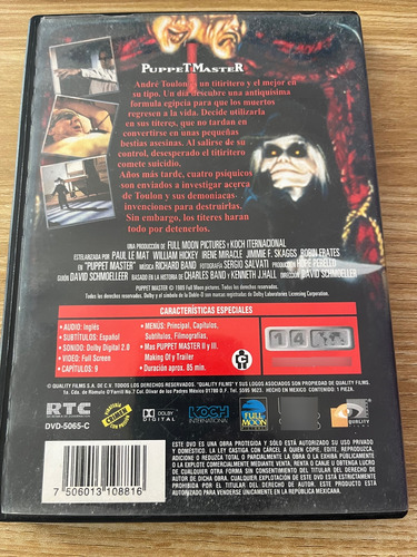 Puppet Master 1 Dvd Pelicula 1989 (Usado)
