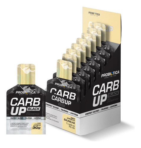 Caixa 10 Carb Up Gel Black Cafeína Probiotica Energy Blend