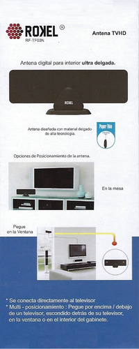 Imagen 3 de 4 de Antena Interior Rf-tf03n Para Televisión Hd Nueva Y Sellada