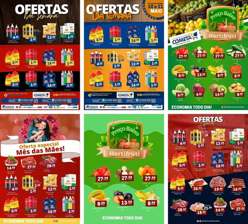 Pack Canva Encartes Supermercado Flyer Panfletos Editáveis