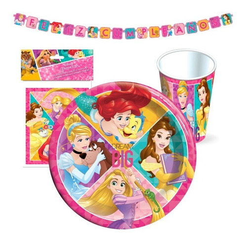 Kit Fiesta Princesas Disney Para 6 Niños.