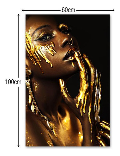 Quadro Tela Decorativa Mulher Negra Fashion Sala 100x60cm