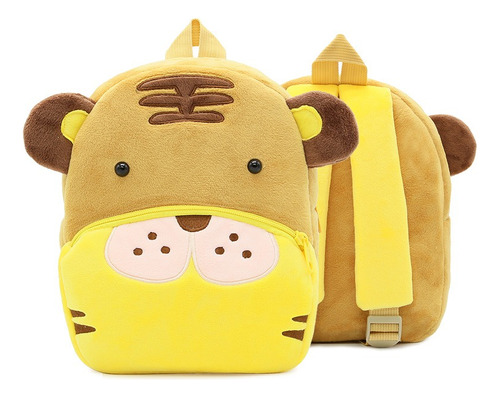 Mochila De Plush Infantil 3d Animalitos Tigre Jardin Viaje