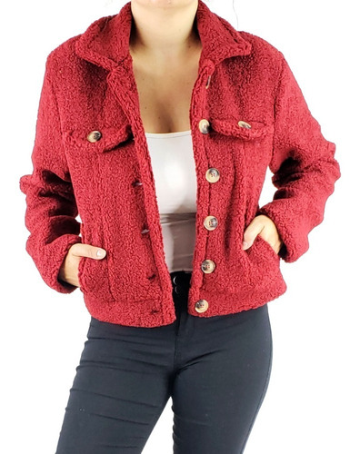 Chaqueta Mujer Corderito Peludo Calidad Premium. Botones