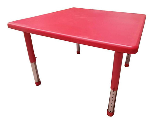Mesa Infantil Plástico Altura Ajustável 88x88x56cm Vermelho