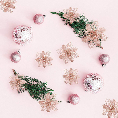 24 Flores Navideñas Para Árbol Navidad Ornamento Con Clips