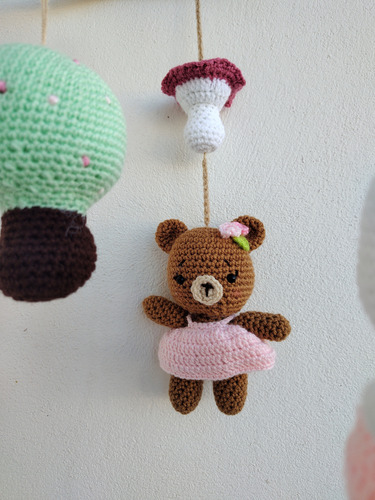 Movil De Cuna Tejido A Crochet Animalitos Del Bosque 4 Animalitos Animales Del Bosque