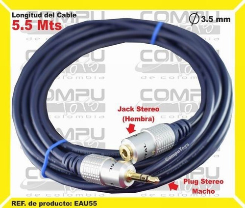 Extension Stereo Metalizada 5.5 M Ref: Eau55 Computoys Sas