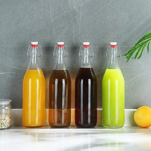 Imagen 6 de 9 de 6 Botellas De Vidrio + Tapon Mecanico 250ml