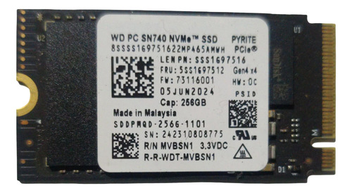 Ssd Nvme Western Digital Sn740 256gb M.2 2242 Gen 4 X4 R Negro (Reacondicionado)