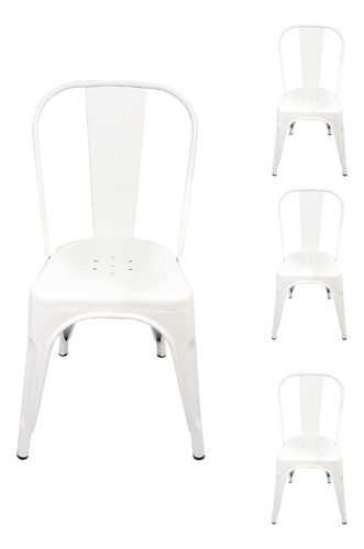 Kit 4 Cadeiras Design Tolix Iron Industrial Diversas Cores Cor da estrutura da cadeira Branca