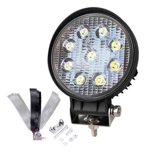 Reflector Faro Led 27w Redondo Ip67 Luz Blanca Auto Moto