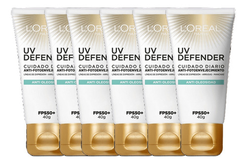 Combo X6 Loreal Uv Defender Anti Brillo Fps50+ 40 Ml