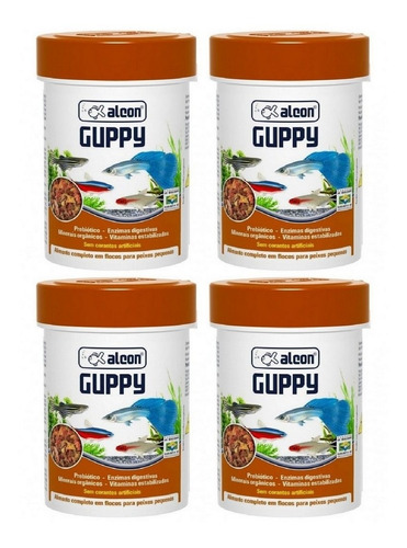 Kit 4 Unidades Alcon Ração Para Peixes Guppy 20g