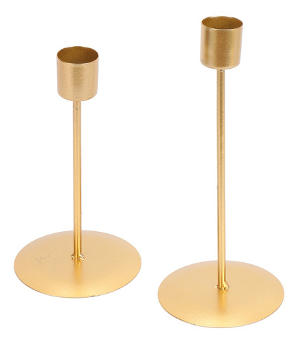 Conjunto De Castiçais Pretos De 2 Cabeças Simples De Metal