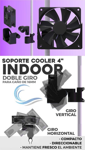 Imagen 1 de 6 de Soporte Cooler Indoor 4 Pulgadas Super Resistente Giro Doble