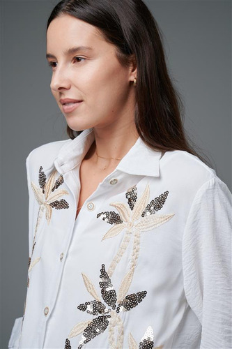 Camisa Blanca Segovia Lentejuelas Bordadas Gu70026 Arizona