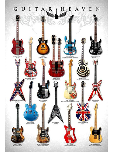 Placa Decorativa Guitarras Famosas - Guitar Heaven I