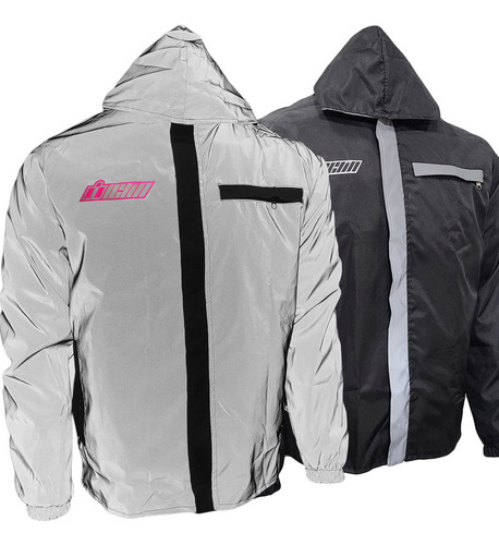 Chaqueta 100% Reflectiva Doble Faz Semi Impermeable Moto