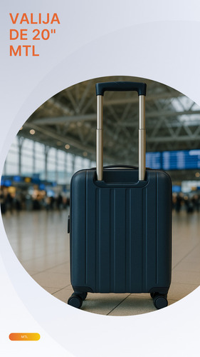 Valija Carry On 20 Pulgadas Mtl Abs Rígida Color Azul Oxford Ruedas Dobles 360° Liviana Resistente Equipaje De Mano Diseño Moderno Candado Tsa Organización Eficiente Viajes Negocios Placer Reforzada