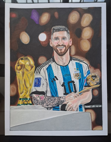 Dibujo Hecho A Mano, Messi Mundial 