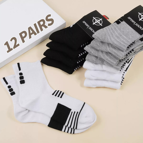8 Pares Calceta Deportiva Hombre 100% Algodón