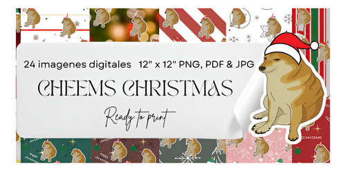 Kit Envolturas Navideñas Cheems Papel Digital Navideño Pdf
