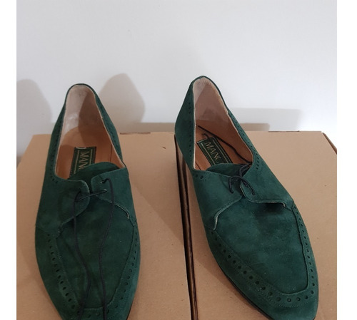 Zapato Abotinado Gamuza Talle 36 Color Verde