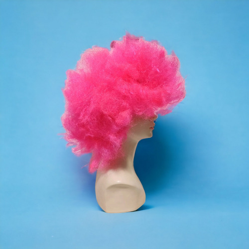 Peluca Rosa Fuscia Rizada Afro Total Para Disfraz Tamaño De La Base Unitalla