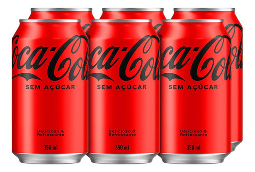 Refrigerante Coca-cola Zero Lata - 350ml Pack 6uni