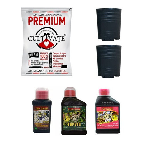 Kit Cultivo Cultivate Premium 25l Top Crop Mix Sopladas