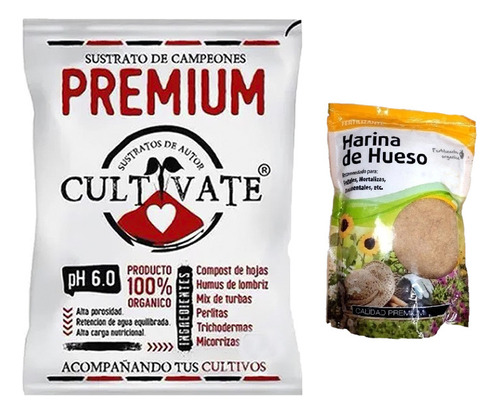 Sustrato Cultivate Premium 80lts Con Harina De Hueso Lj 1kg