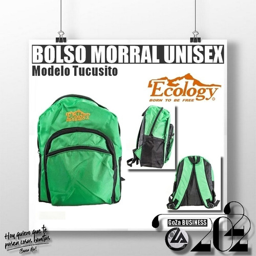 Morral Ecology Tucusito Verde Con Negro Escolar Camping