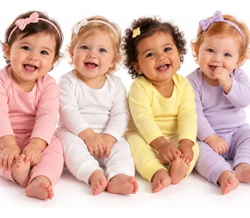Kit 4 Peças De Roupas De Bebê - Body Manga Longa E Mijão Cores Femininas P-veste De 0 A 3 Meses