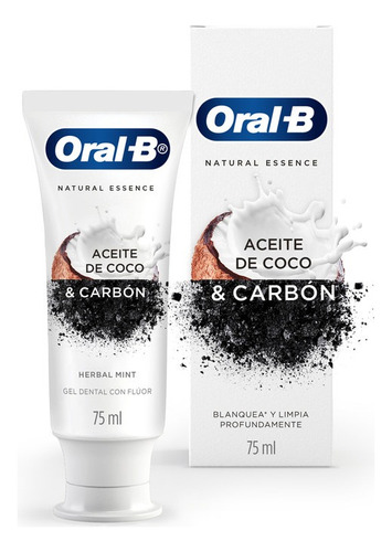 Crema Dental Oral-b Natural Essence Aceite De Coco & Carbón 