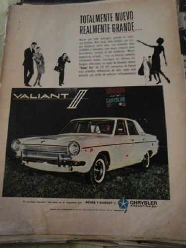 Publicidad Valiant 3 Año 1964 Hoja Sola